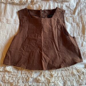 Brown Boxy Crop Top